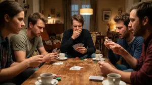 Ảnh minh họa giao diện bàn chơi 3D sắc nét của Tiến lên miền Nam Hutien, với các biểu tượng tương tác và hiệu ứng động.