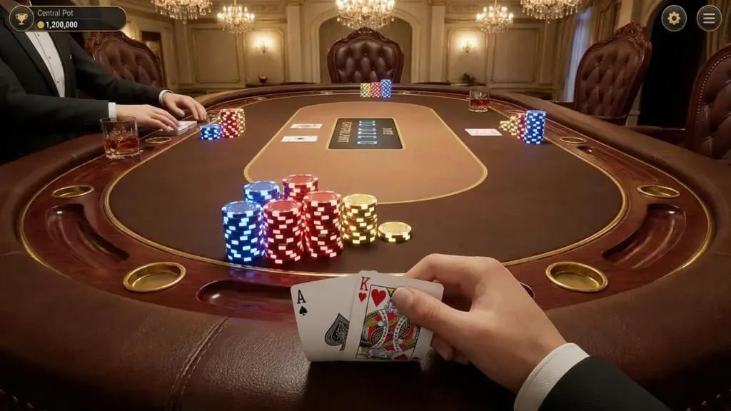 Giao diện bàn chơi 3D game bài Mậu Binh tại 89King với hiệu ứng chia bài chân thực.