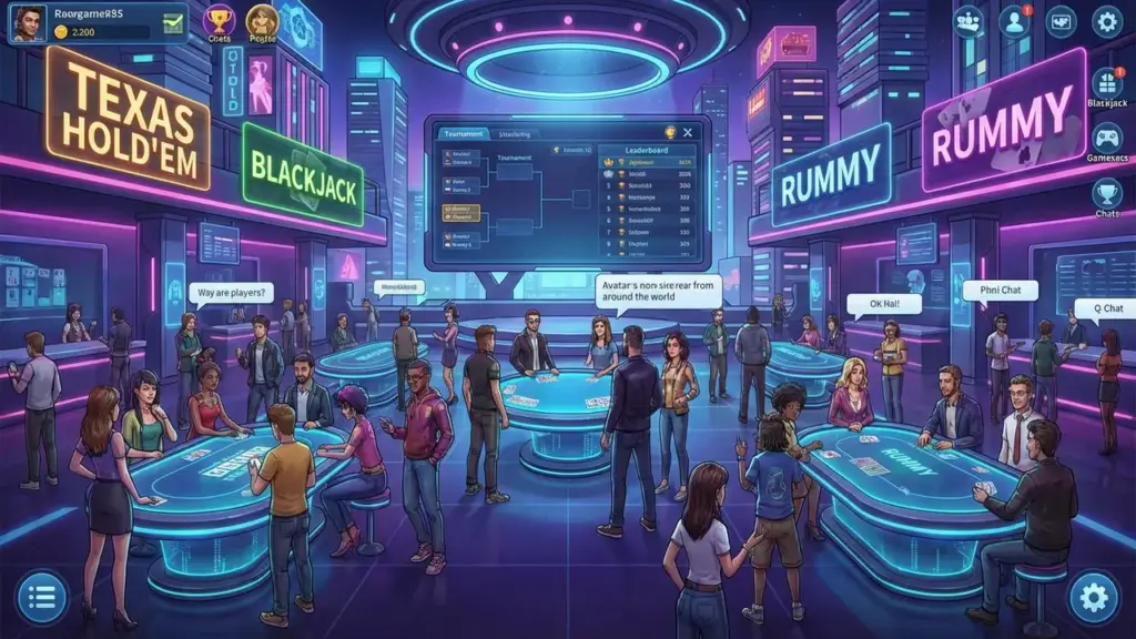 Giao diện bàn chơi Poker 3D tại Hutien