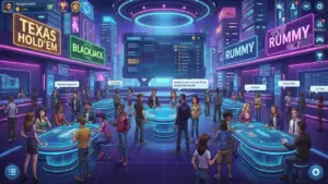 Giao diện bàn chơi Poker 3D tại Hutien