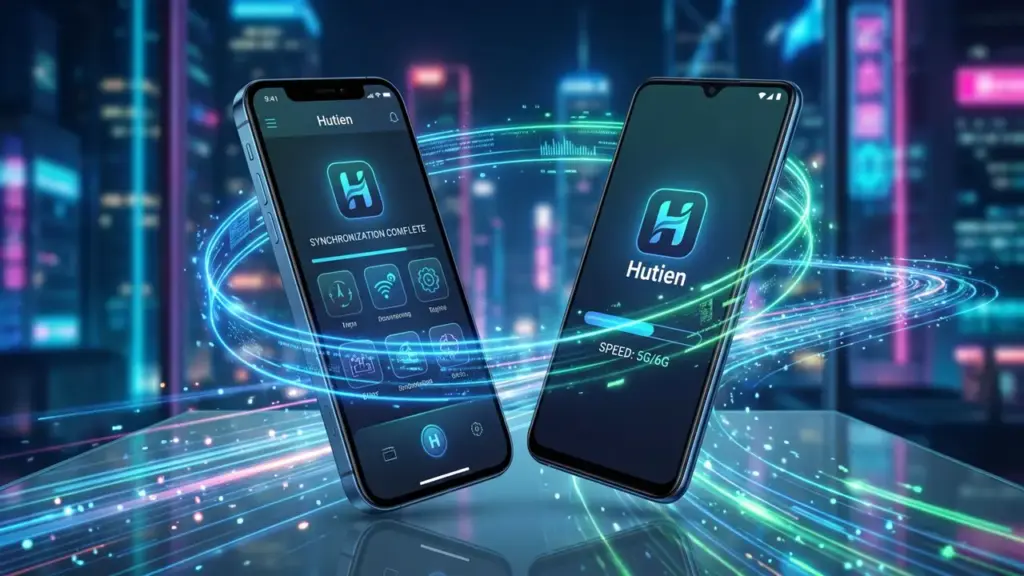 Giao diện quét mã QR để tải ứng dụng Hutien trên điện thoại di động.