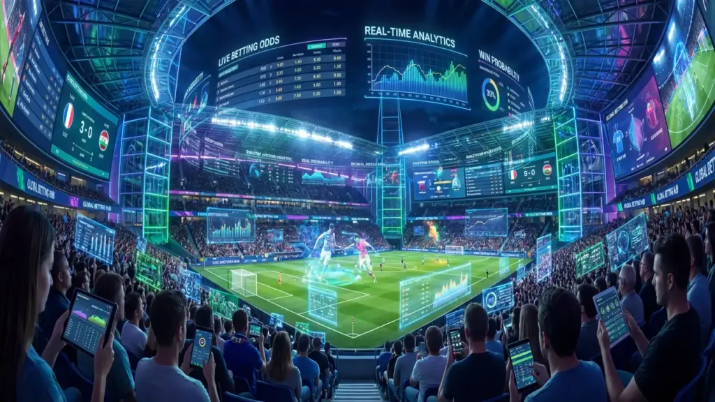 Giao diện sảnh cược thể thao Hutien hiện đại, hiển thị hàng ngàn trận đấu với bảng kèo thông minh