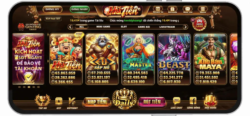 Danh sách game nổ hũ tại Hũ Tiền